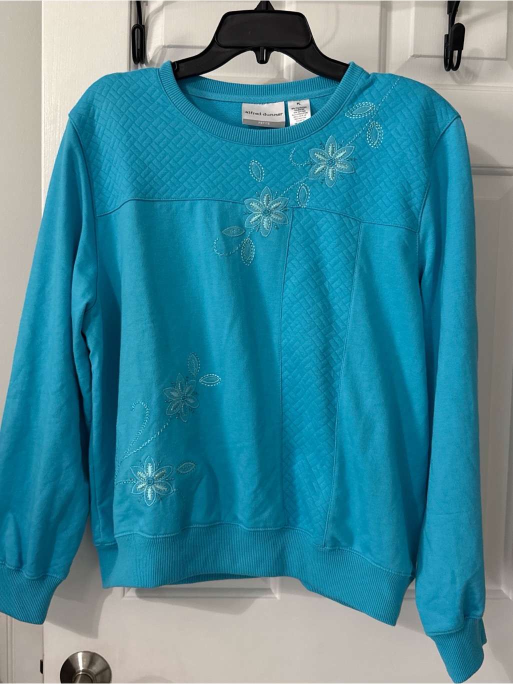 Alfred Dunner Turquoise Petite Knit Crewneck